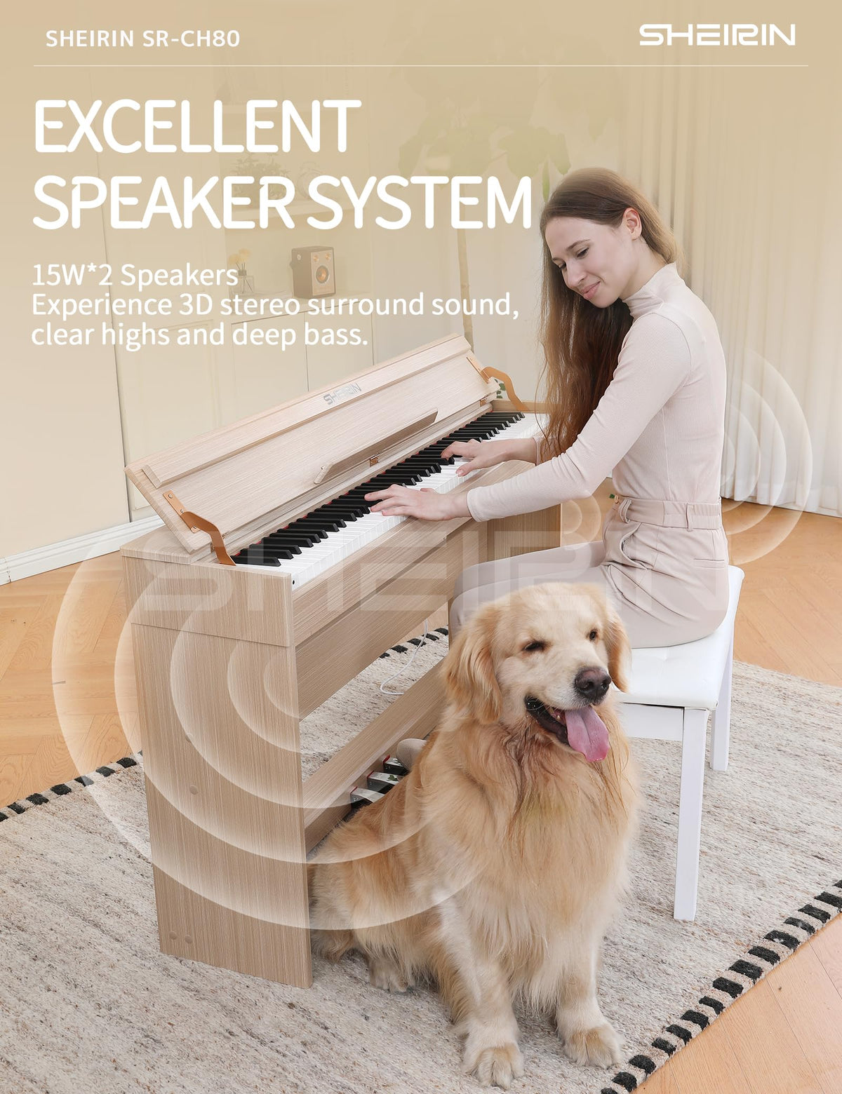 88 Key Weighted Digital Piano with Stand Cover Pedal F743586