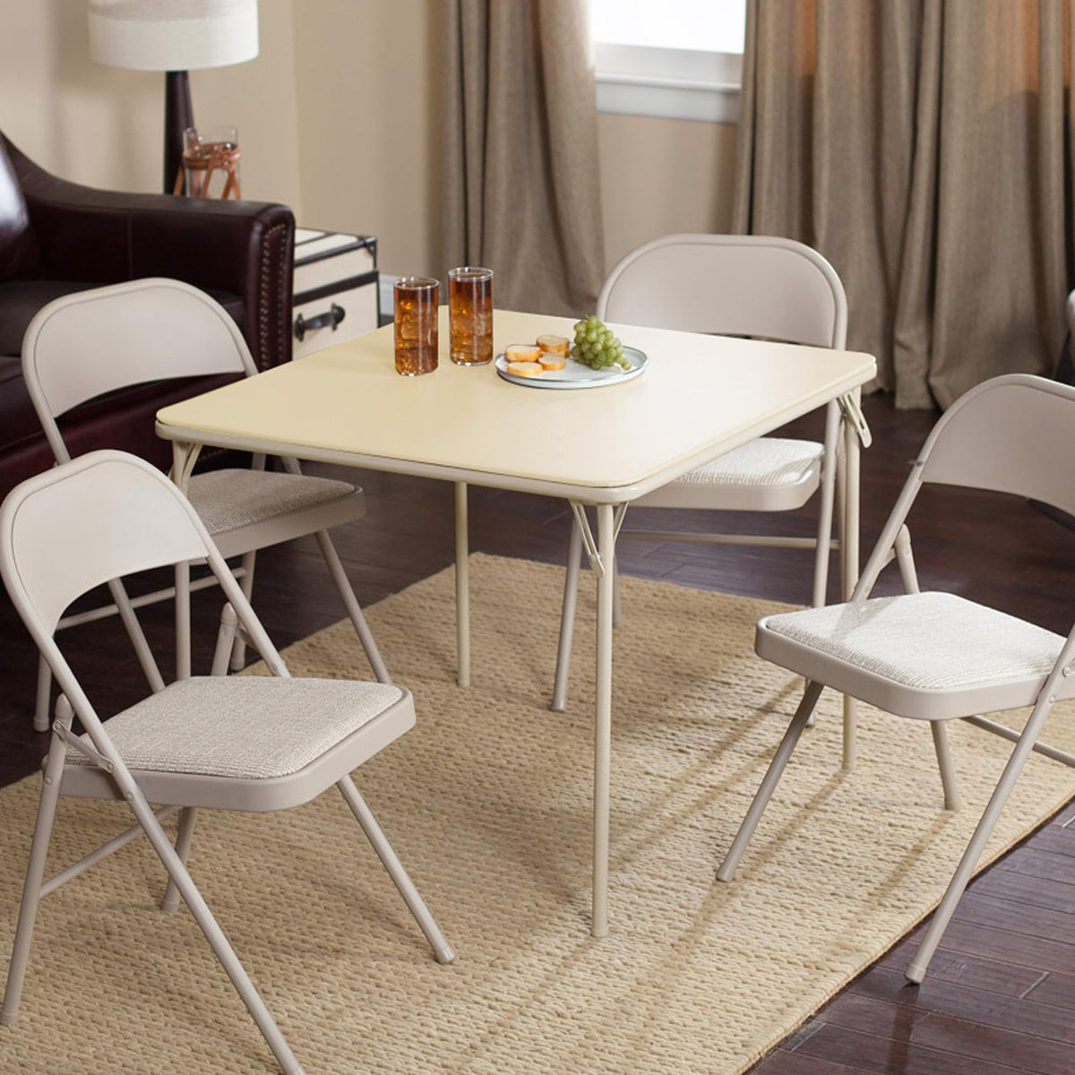 Buff Tan Square Folding Card Table Y45033