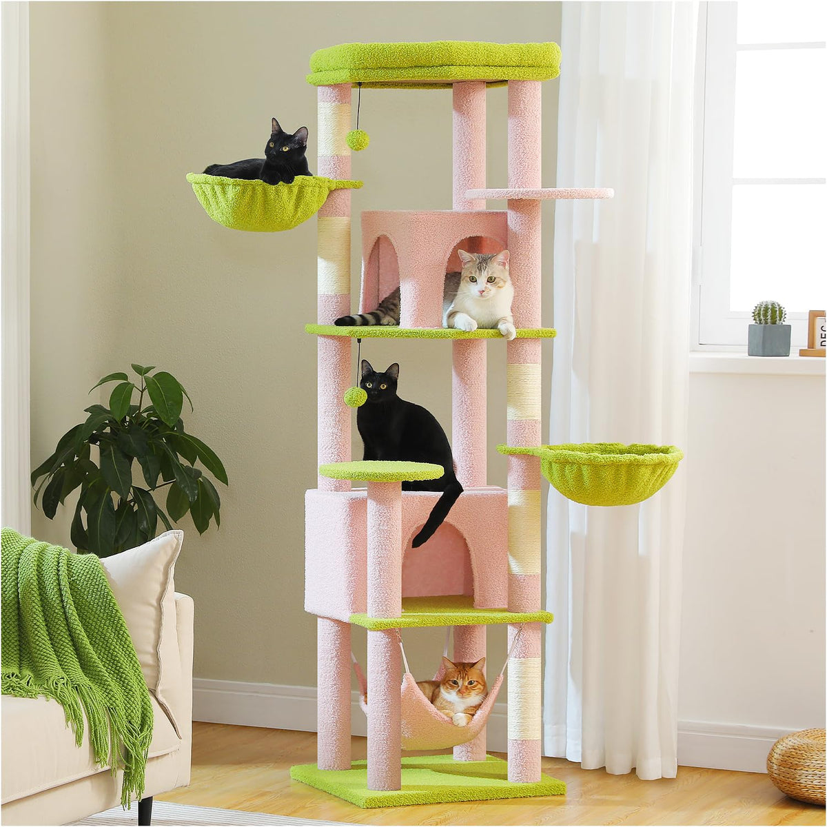 Pink 70” Cat Tree with Hammock D32673