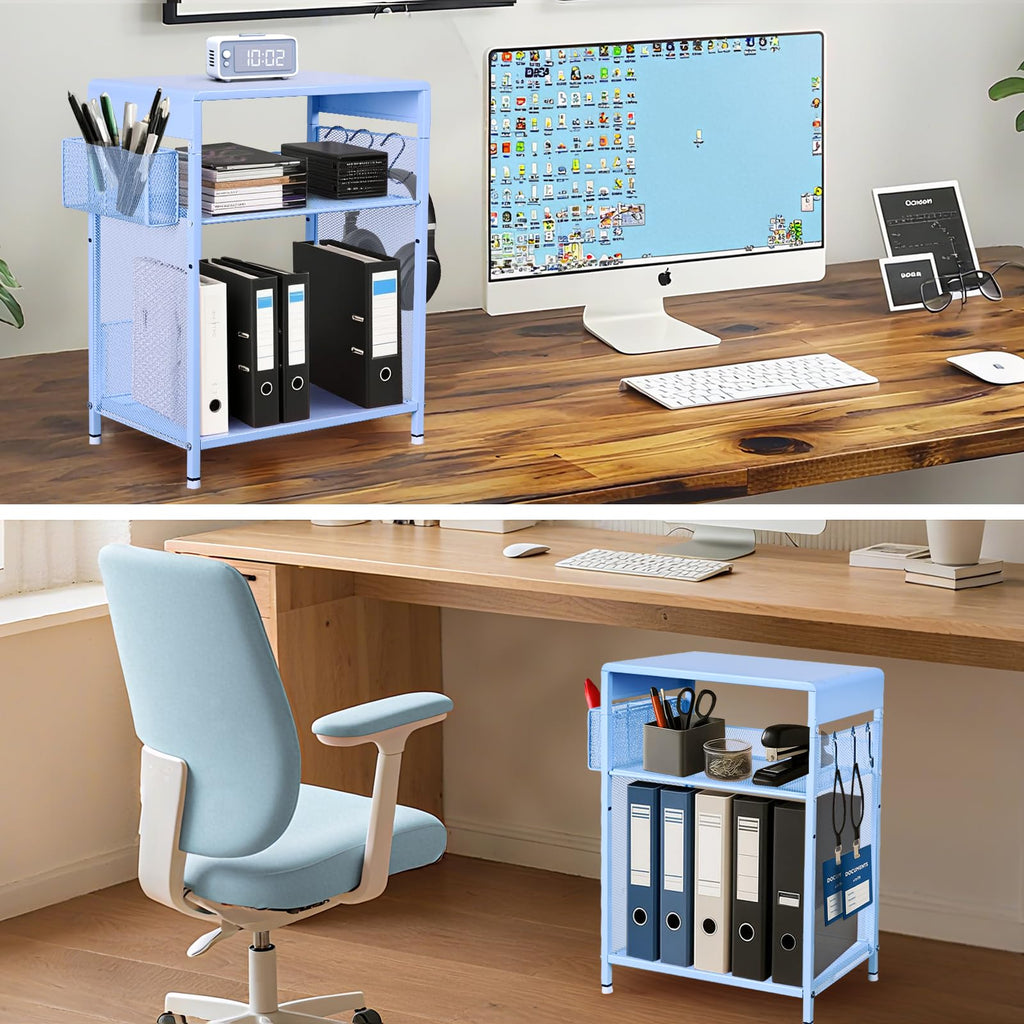 Sky Blue Kids Nightstand with Hooks and Holder H5199