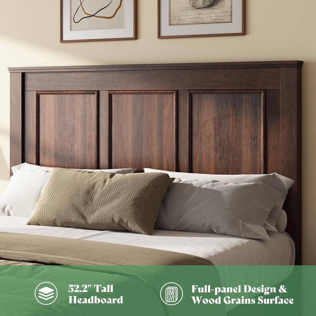 52.2" Full Size Farmhouse Bed Frame with Headboard P682886