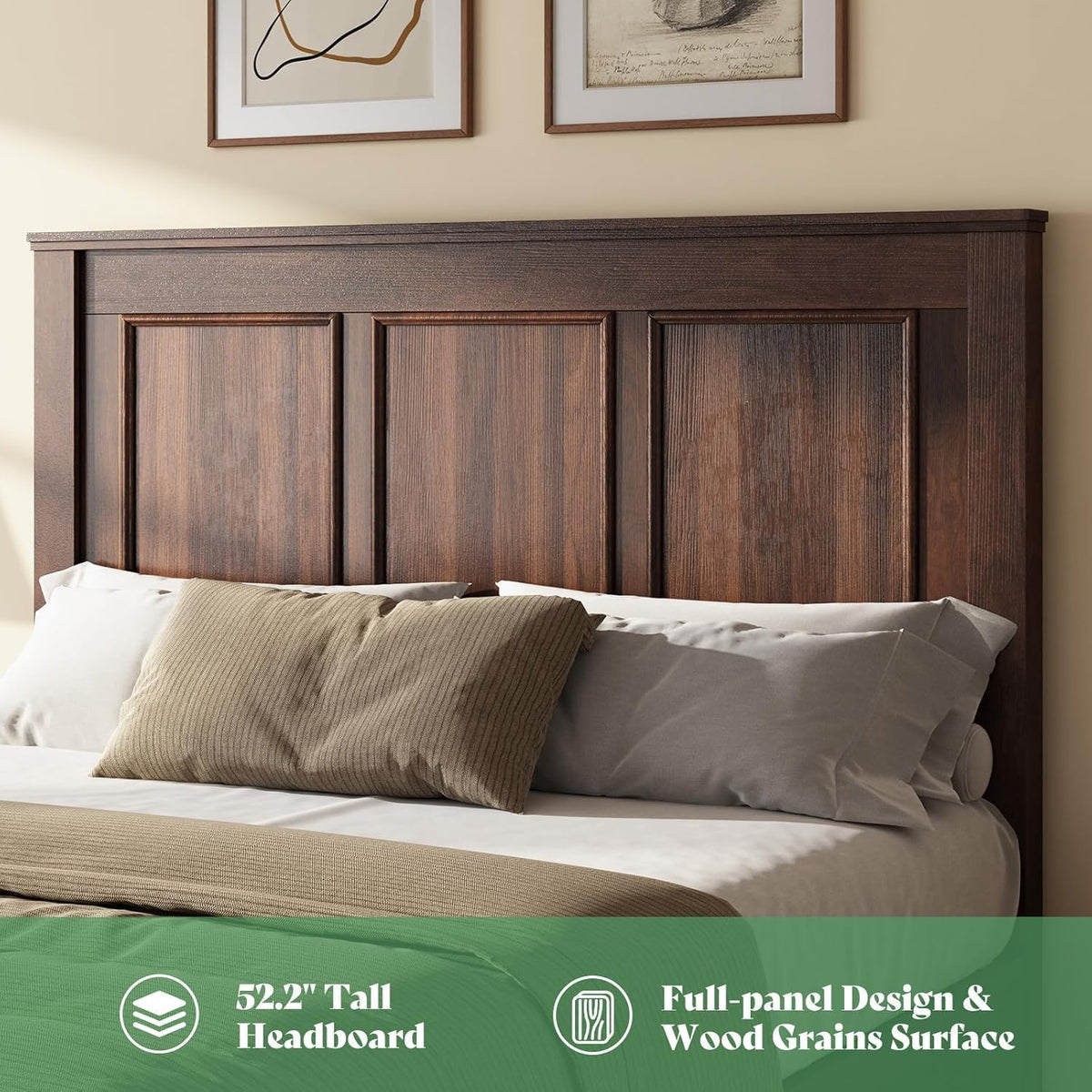 52.2" Full Size Farmhouse Bed Frame with Headboard P682886