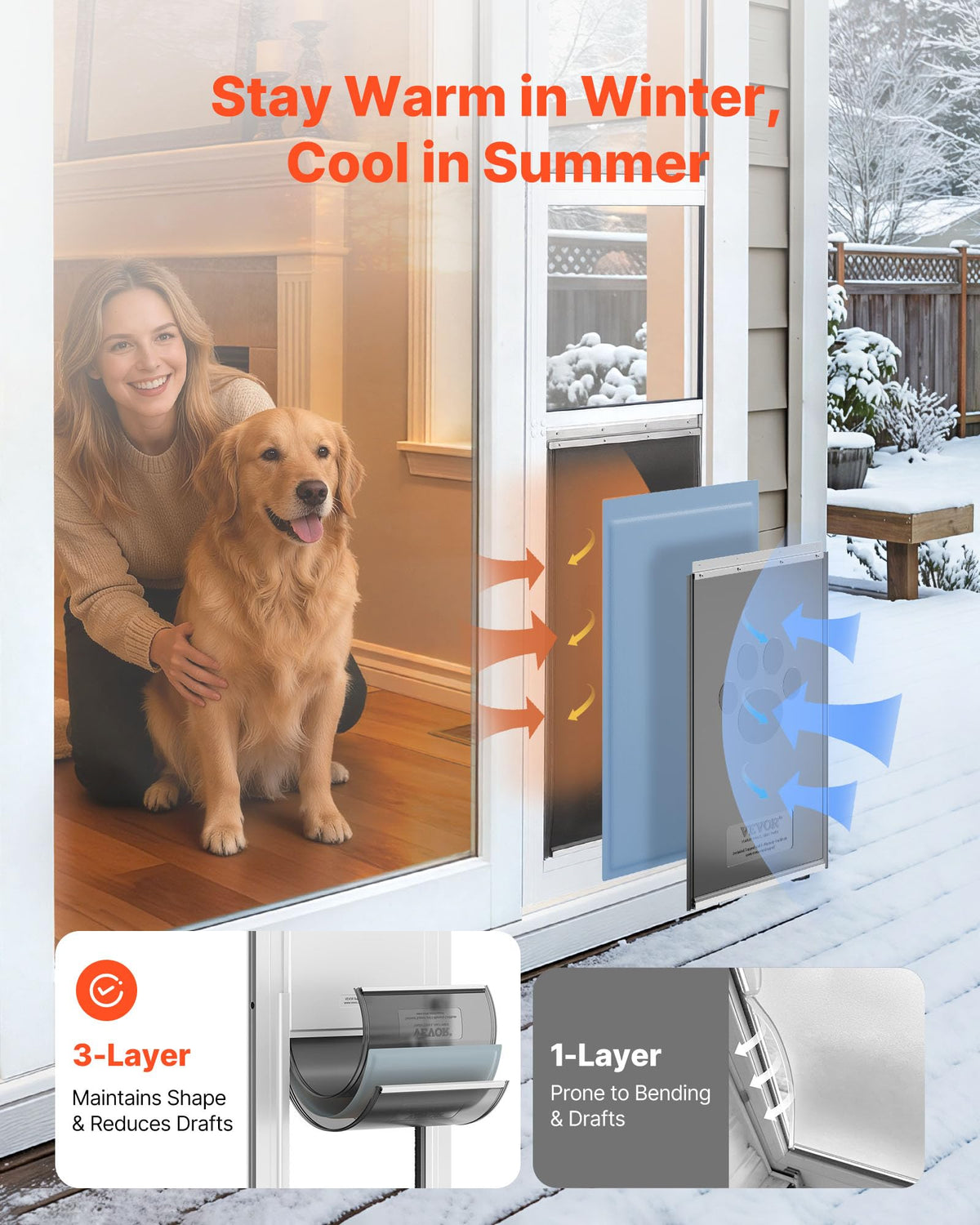Sliding Glass Dog Door with Aluminum Alloy Frame F9098