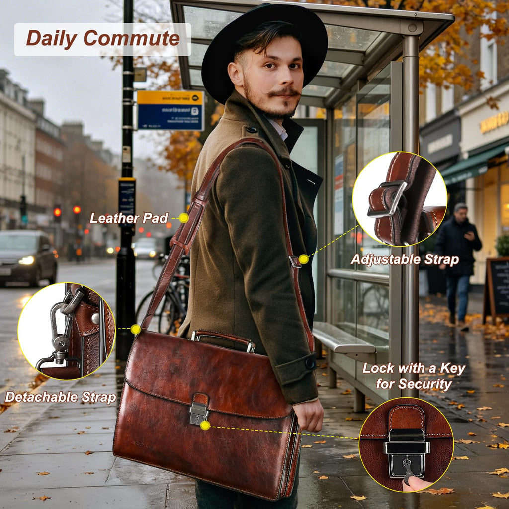Full Grain Leather Briefcase Y597