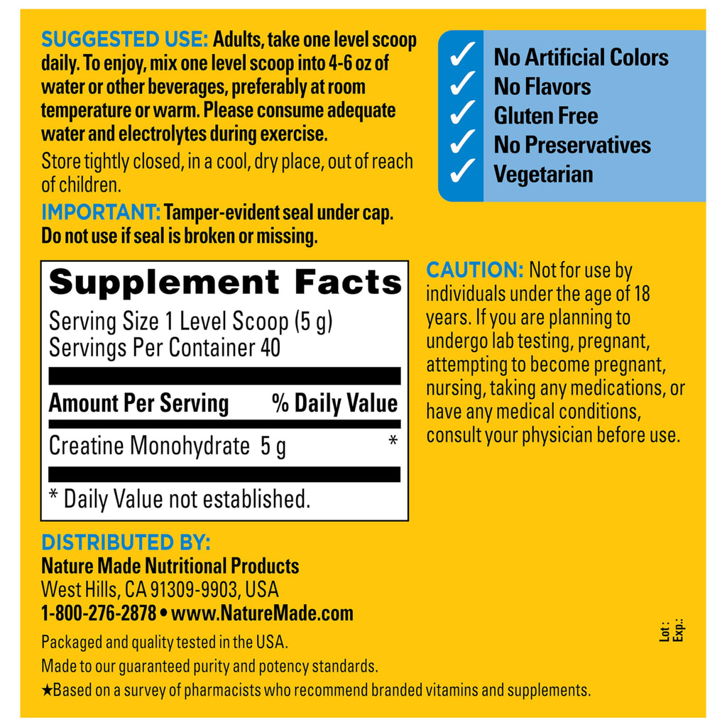 Micronized Creatine Monohydrate Powder 5g per Serving F611