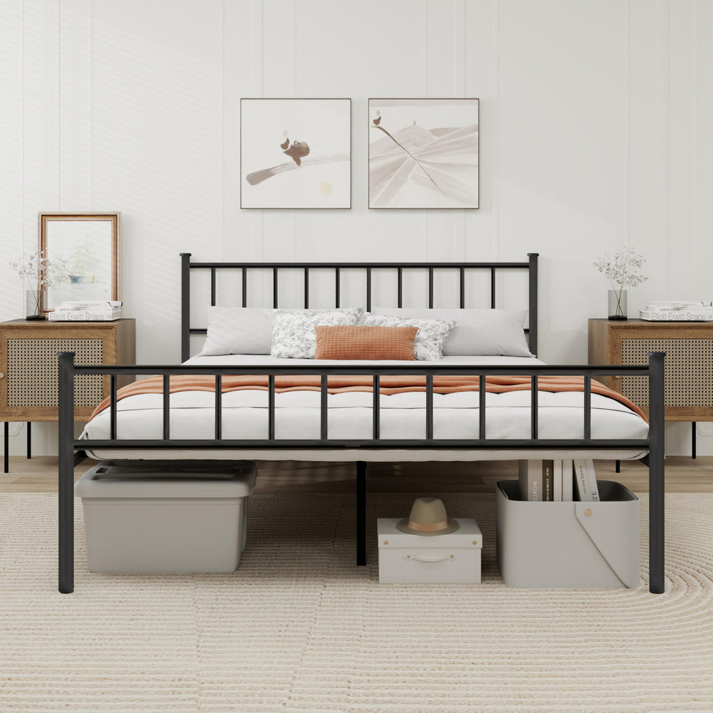 Black Full Size Metal Platform Bed Frame N7019