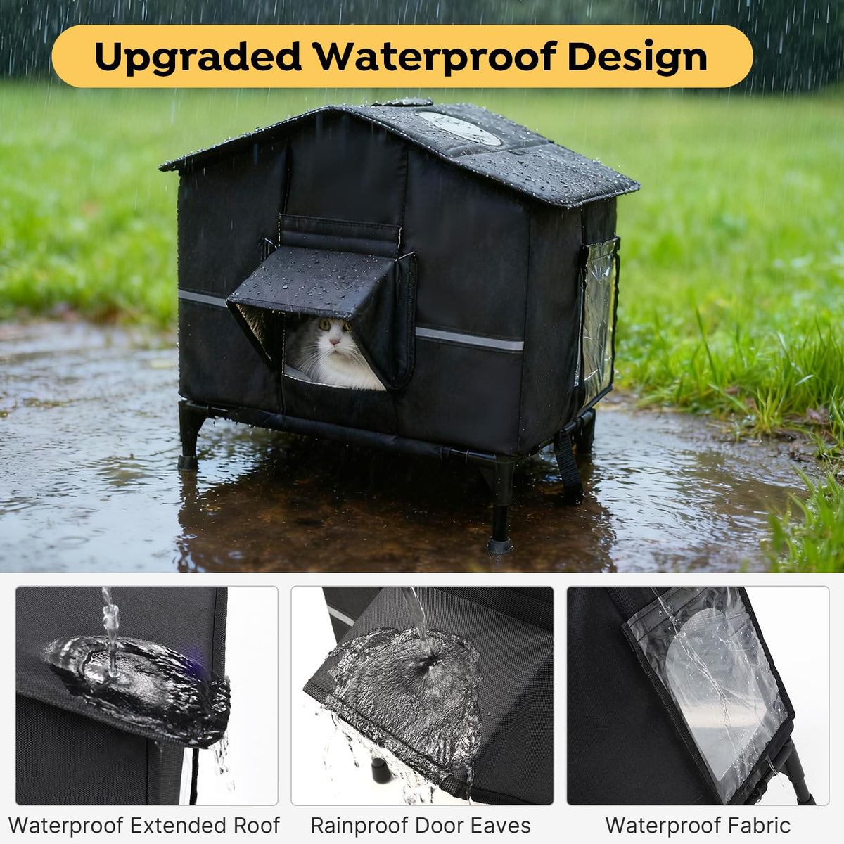 Weatherproof Elevated Insulated Outdoor Cat House F818