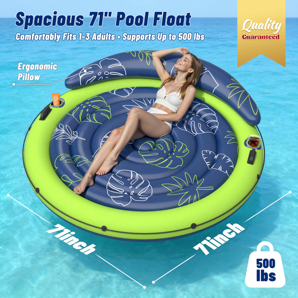 Inflatable Tanning Pool Float with Cup Holders U57017