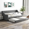 Grey Upholstered Twin Daybed with Trundle L904