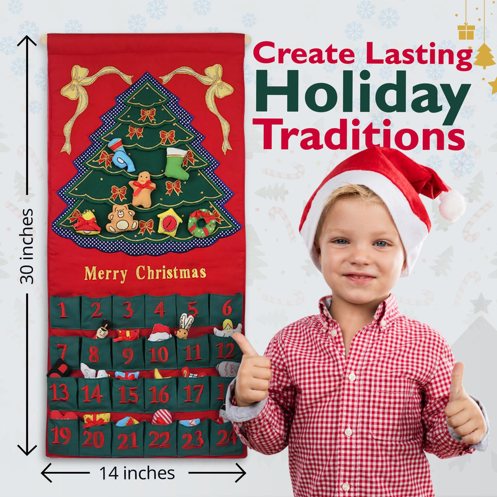 Christmas Advent Calendar with 24 Cloth Ornaments X197001