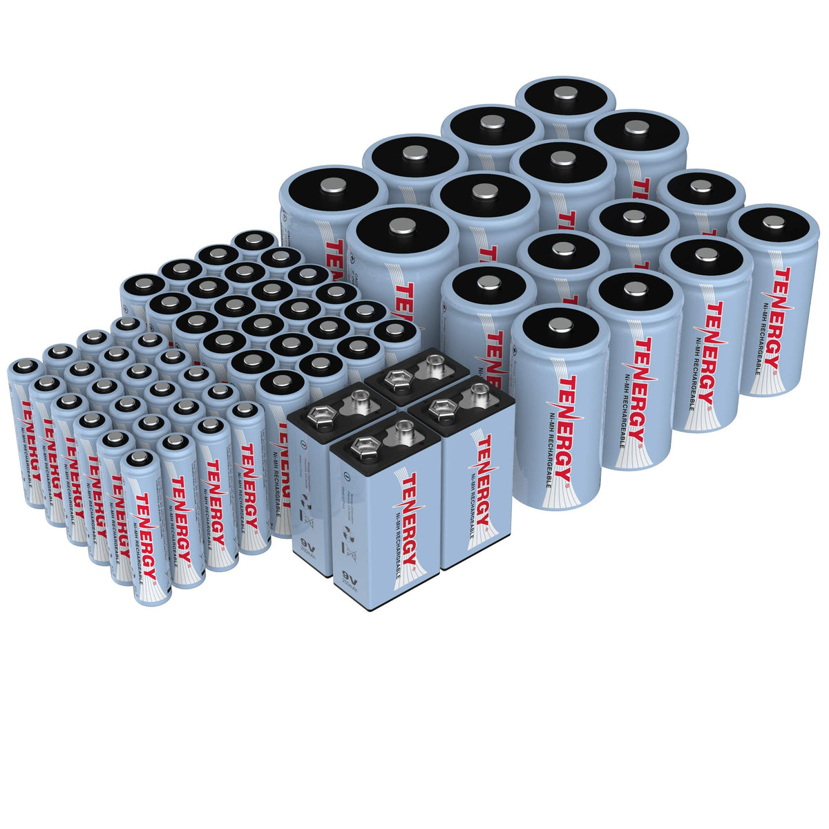 AA AAA C D 9V NiMH Rechargeable Batteries 68 Pack L748