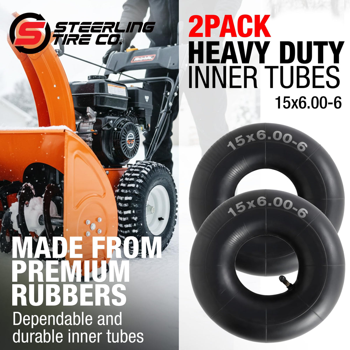 15x6.00-6" Inner Tubes, 2 Pack with TR-13 Straight Valve Stem T97557