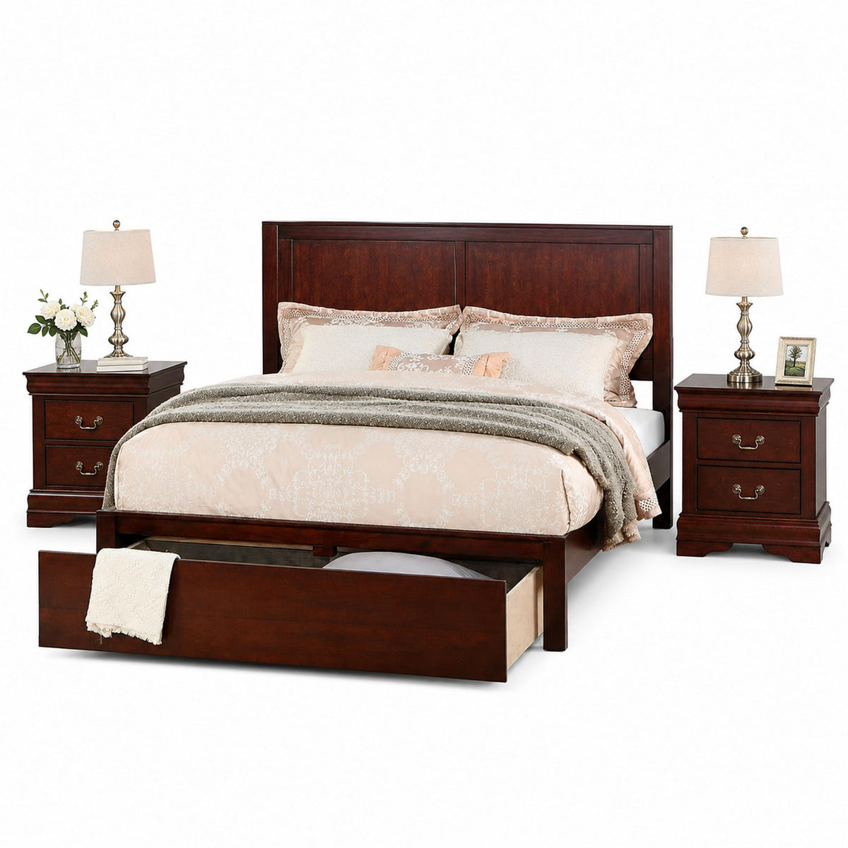 California King Bedroom Set 3 Piece with 2 Nightstands O54086