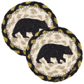 Braided Jute Coasters with Black Bear Design, Set of 2 W737