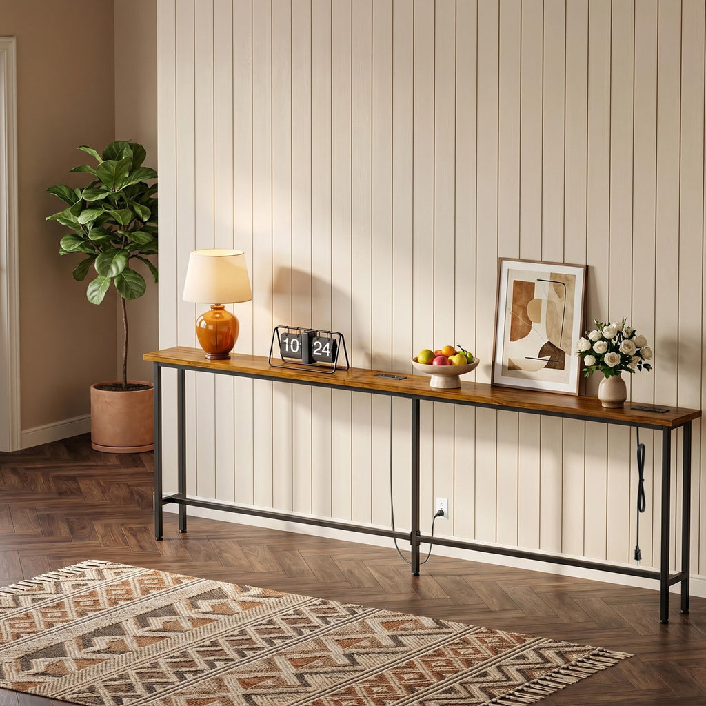 102 Inch Narrow Sofa Table with Power Outlets Y490532