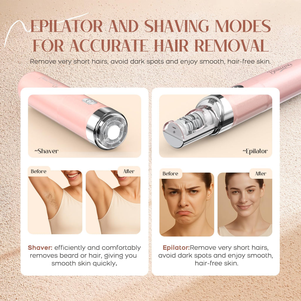 2-in-1 USB Rechargeable Electric Facial Hair Remover with LED Light B21298