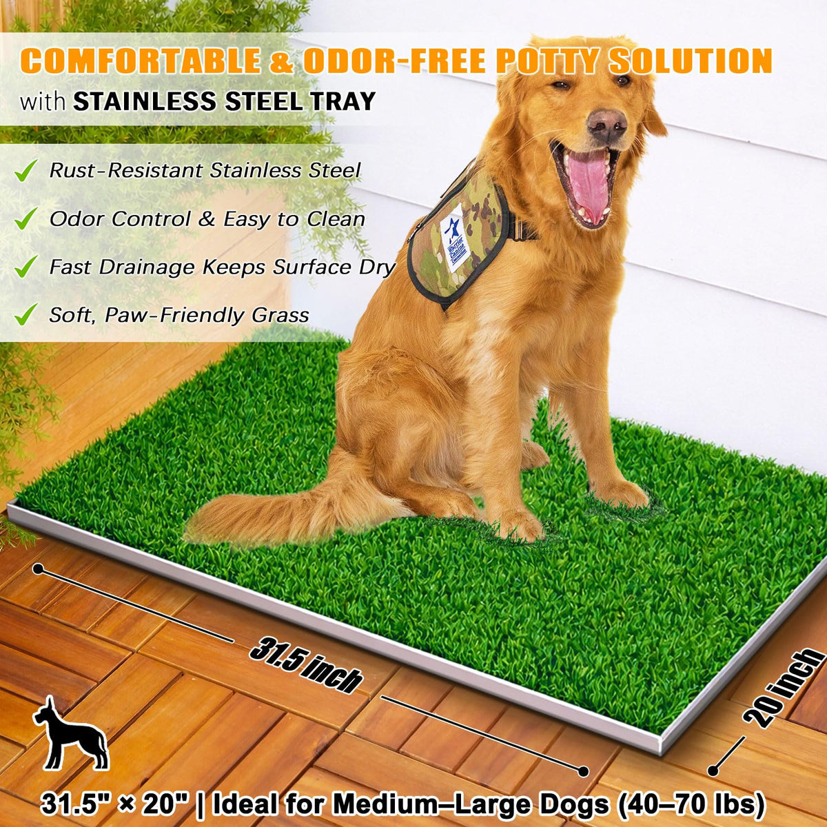 Grass Pee Pad with Stainless Steel Tray L3448