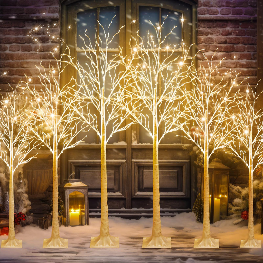 6 Pcs Lighted Birch Tree Y287569