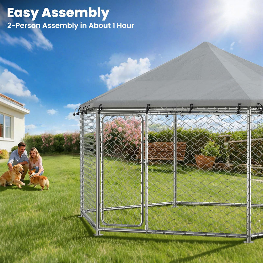 12.5x12.5 ft Outdoor Dog Kennel with Roof D49768