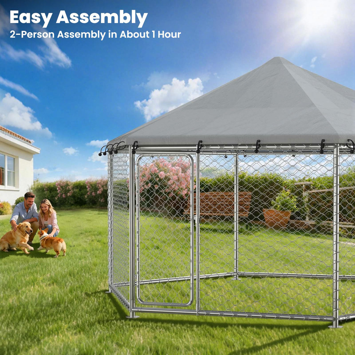 12.5x12.5 ft Outdoor Dog Kennel with Roof D49768