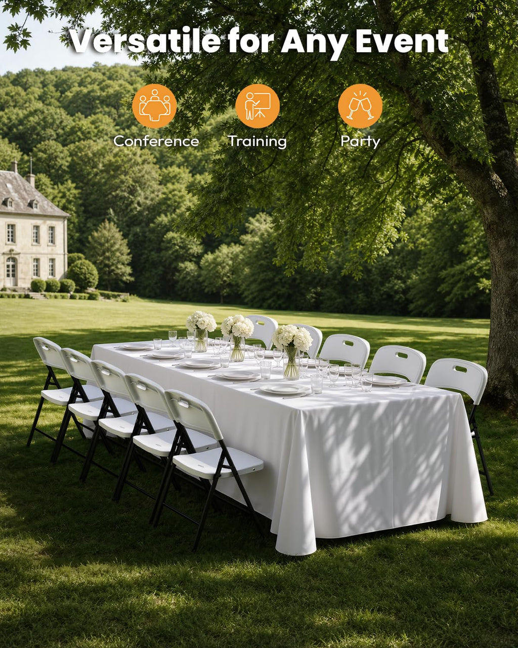 White 10 Pack 600lbs Capacity Folding Chairs X697