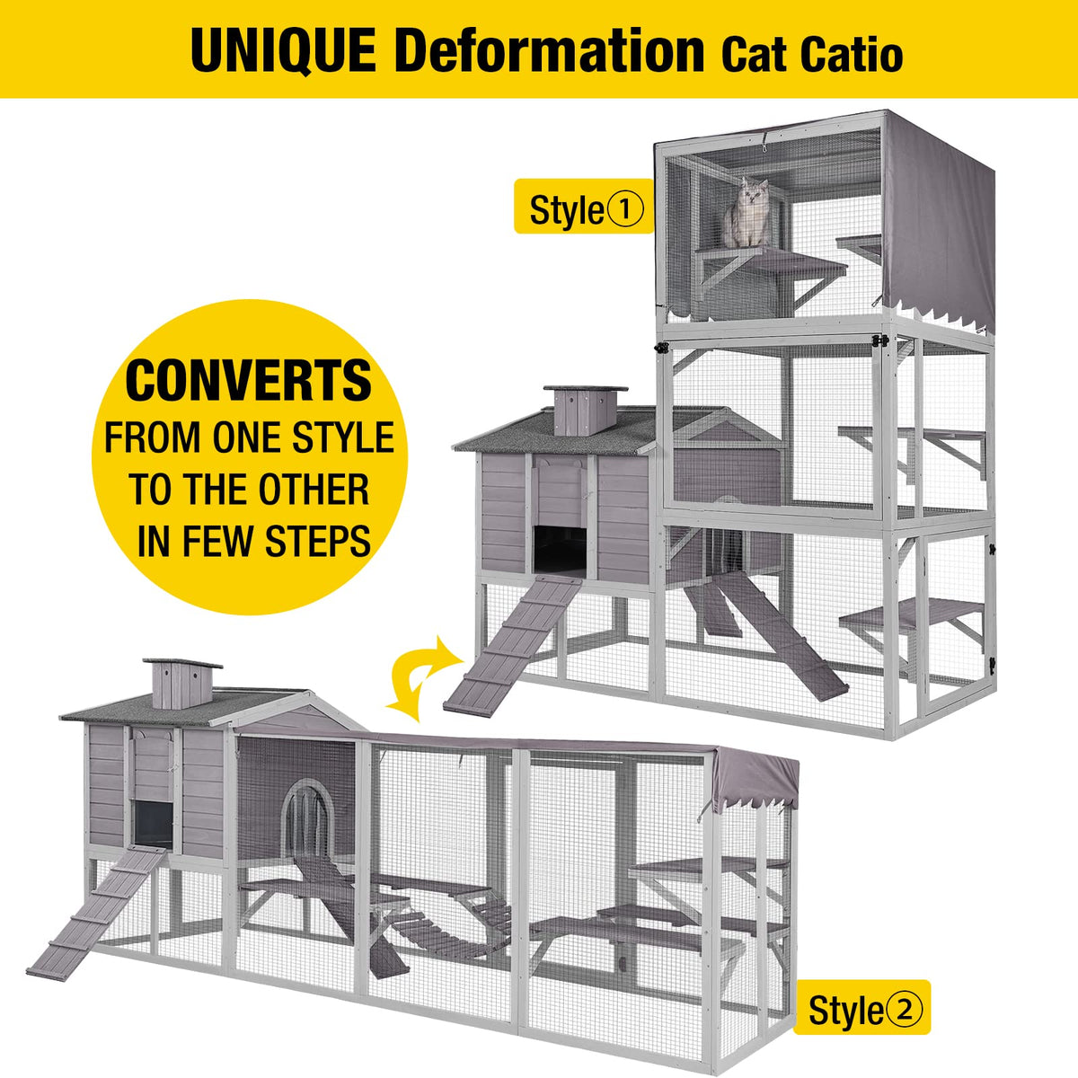 Large Outdoor Cat Enclosure with Platforms F215353