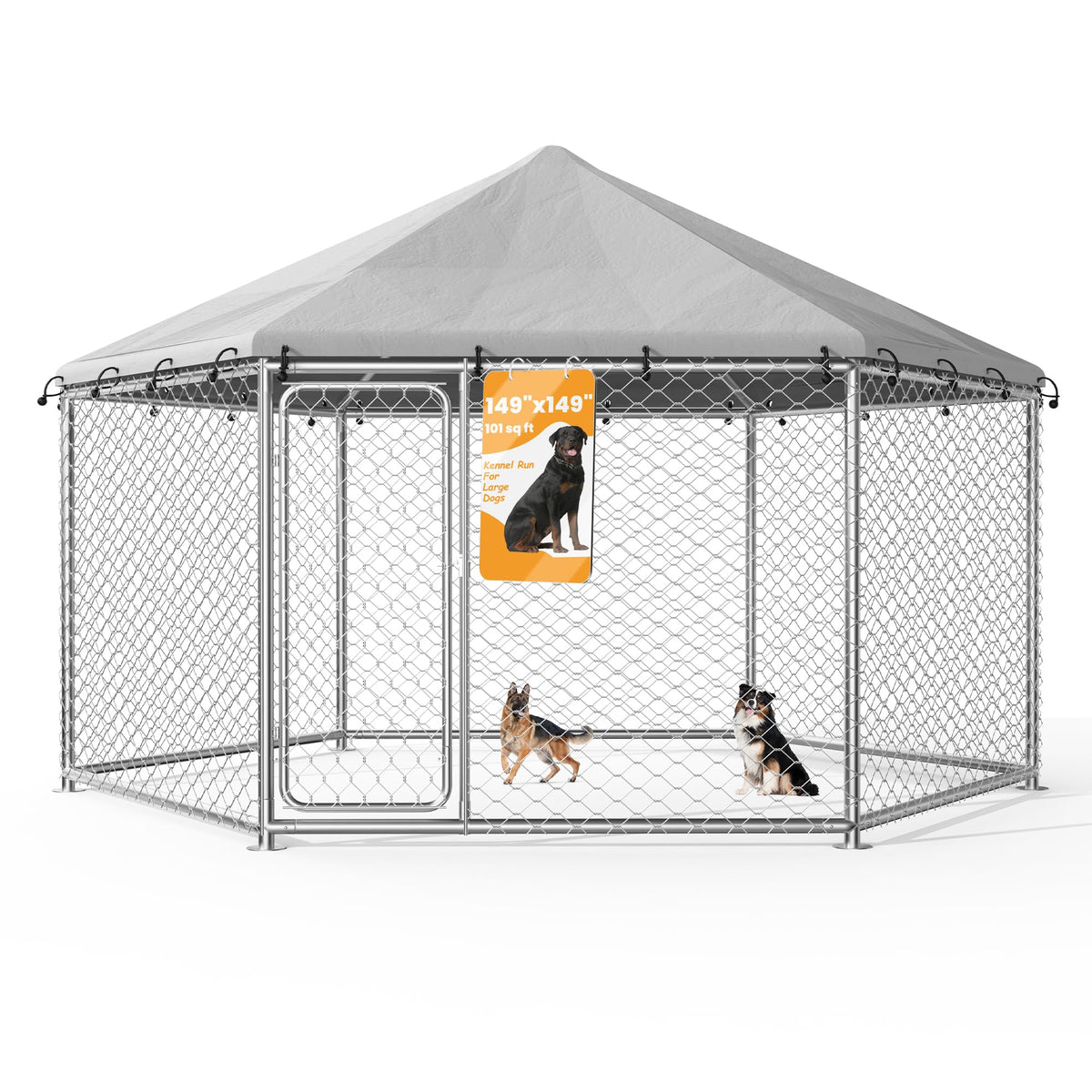 12.5x12.5 ft Outdoor Dog Kennel with Roof D49768