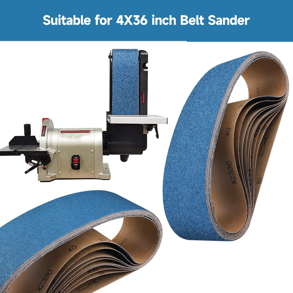 4 x 36 Inch Zirconia Sanding Belts 40-400 Grit N456