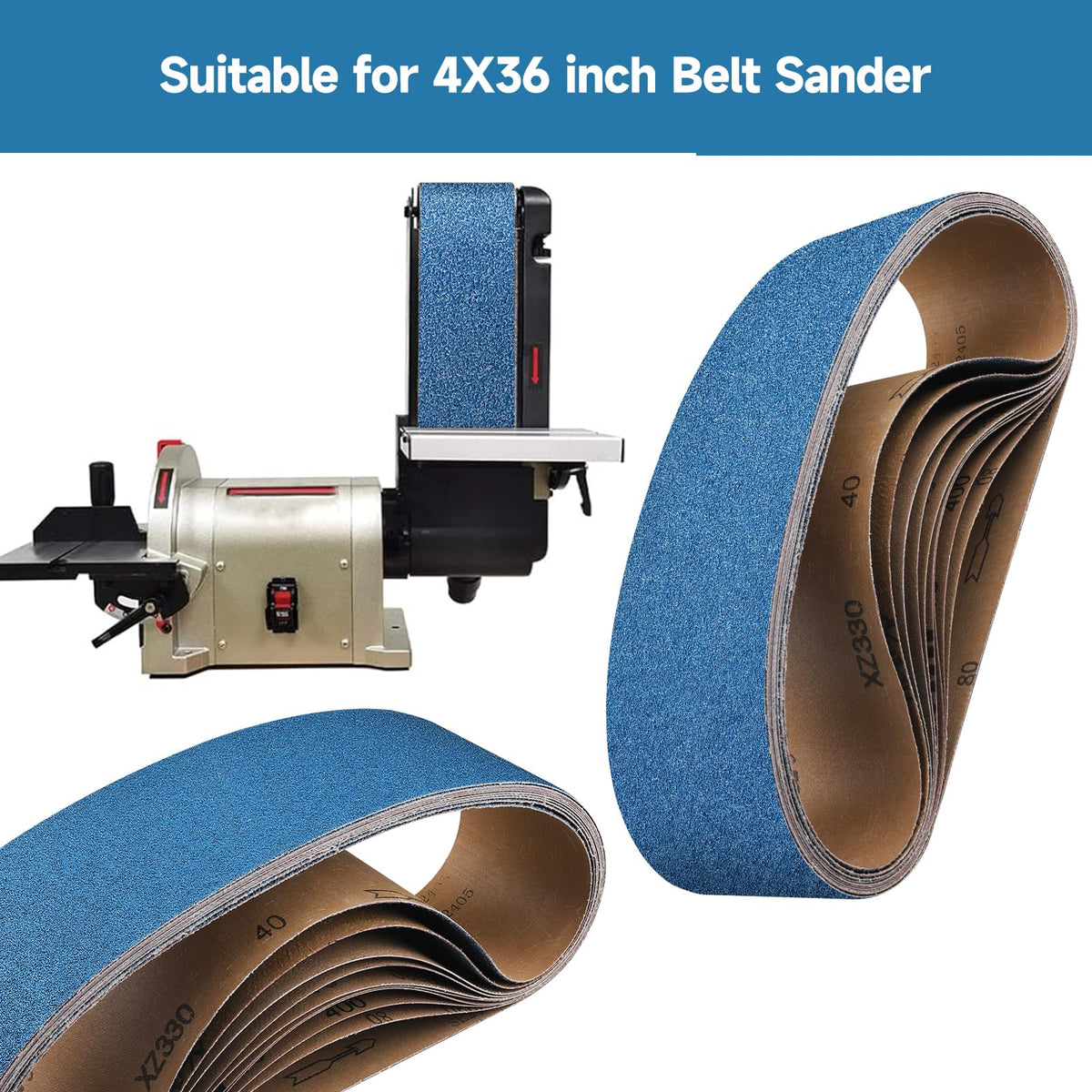4 x 36 Inch Zirconia Sanding Belts 40-400 Grit N456
