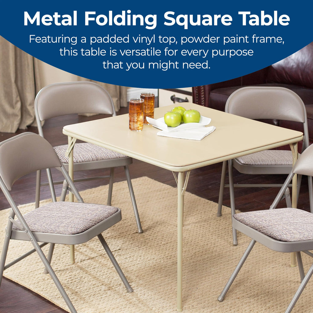 Buff Tan Square Folding Card Table Y45033