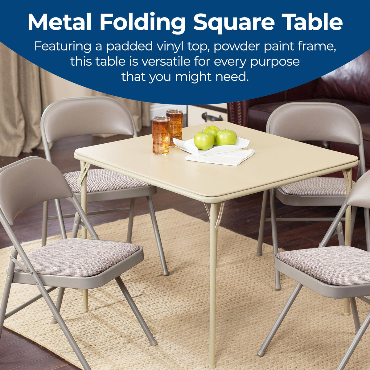 Buff Tan Square Folding Card Table Y45033