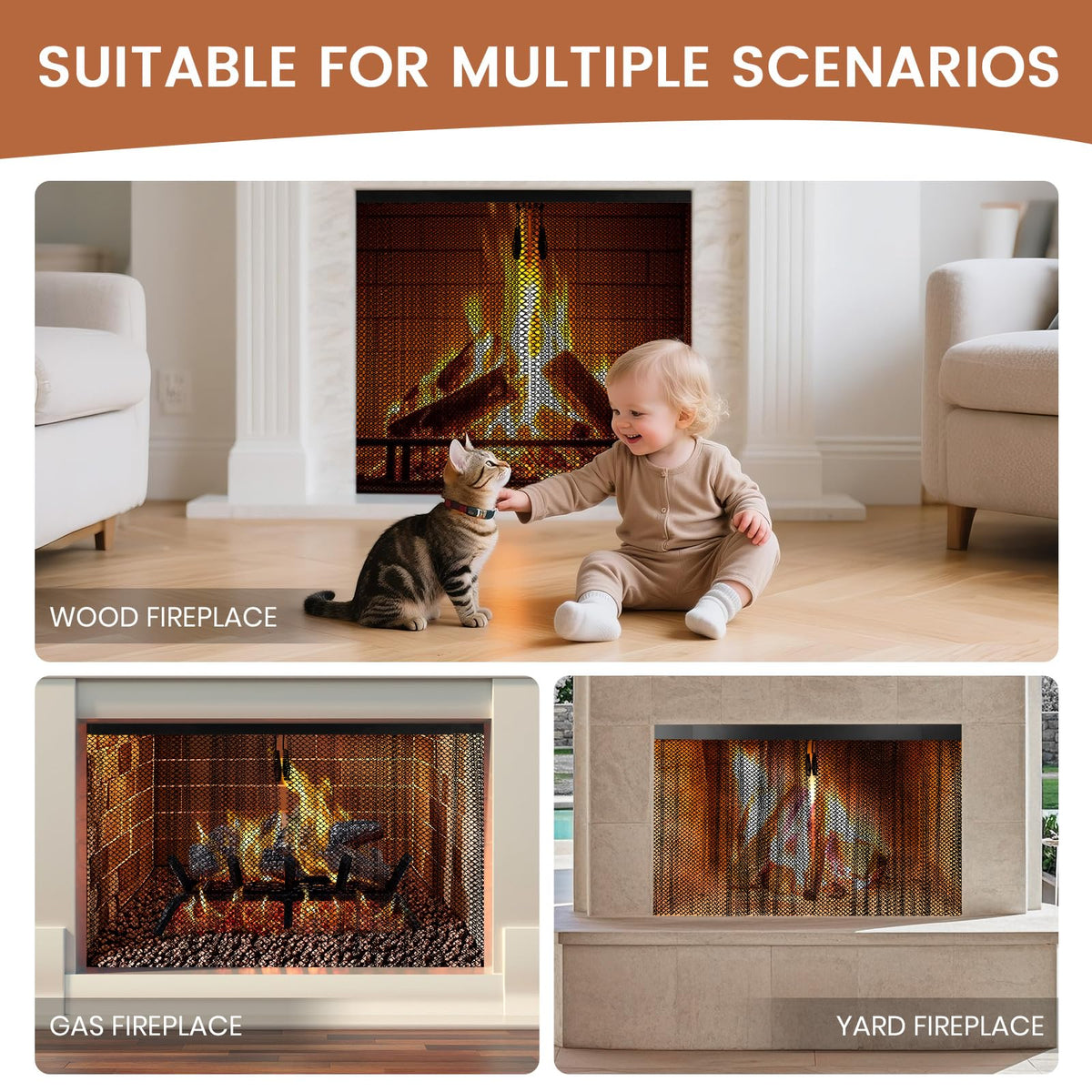 26x24 Inch 2 Pcs Fireplace Screen Mesh D54040