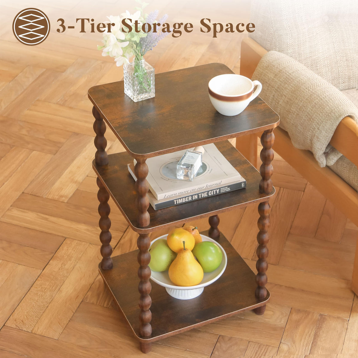 Small 3-Tier Side Table with Shelf E991280