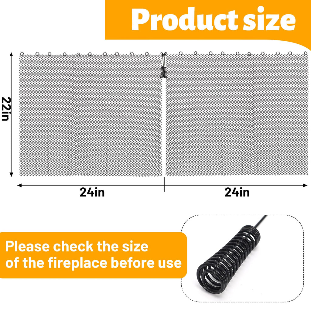 2 Pack Black Metal Fireplace Mesh Screen Curtain T1137