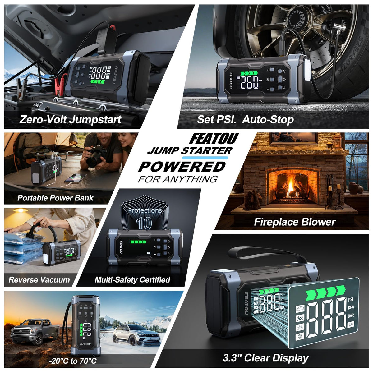 9000A Jump Starter with Air Compressor V691