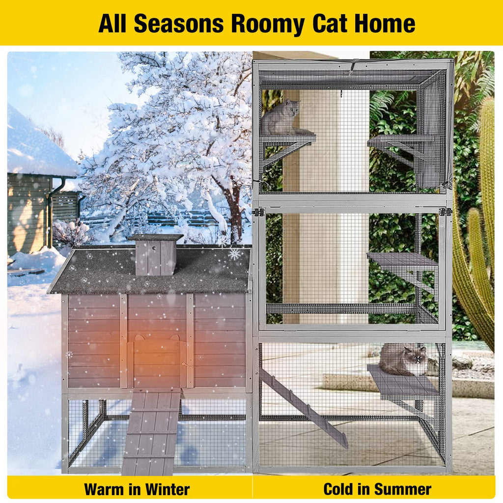 Large Outdoor Cat Enclosure with Platforms F215353