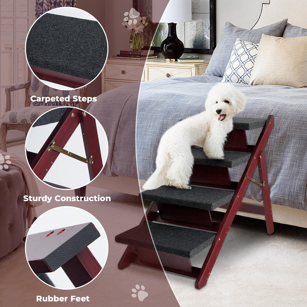 Foldable 4 Steps Wooden Dog Stairs R858