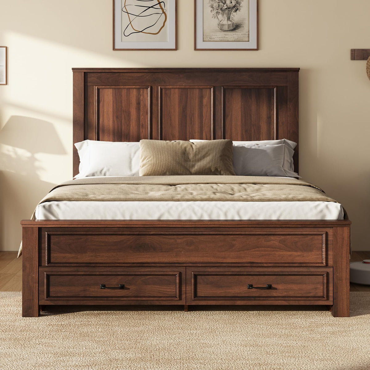52.2" Full Size Farmhouse Bed Frame with Headboard P682886