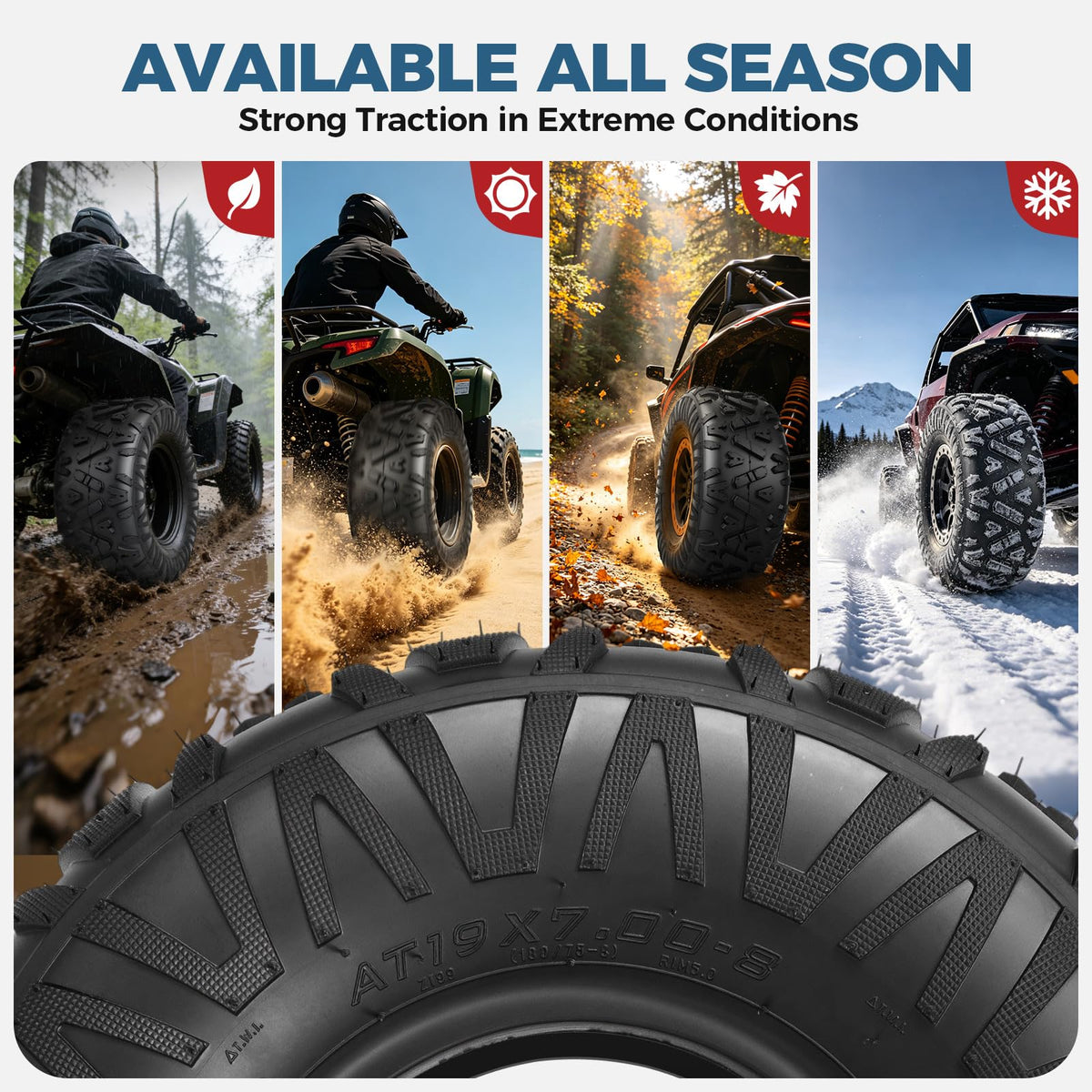 19x7-8 4-Ply All Terrain ATV/UTV Tires Set of 2 Q832075