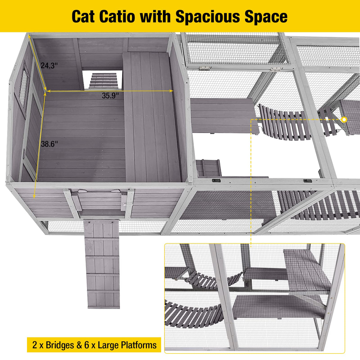Large Outdoor Cat Enclosure with Platforms F215353
