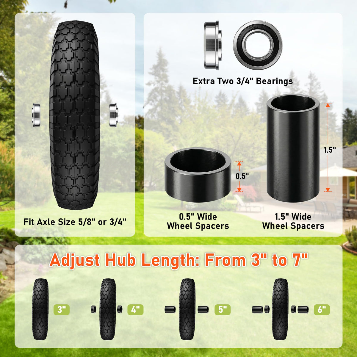 4.80/4.00-8 Flat Free Wheelbarrow Tire and Wheel C82592