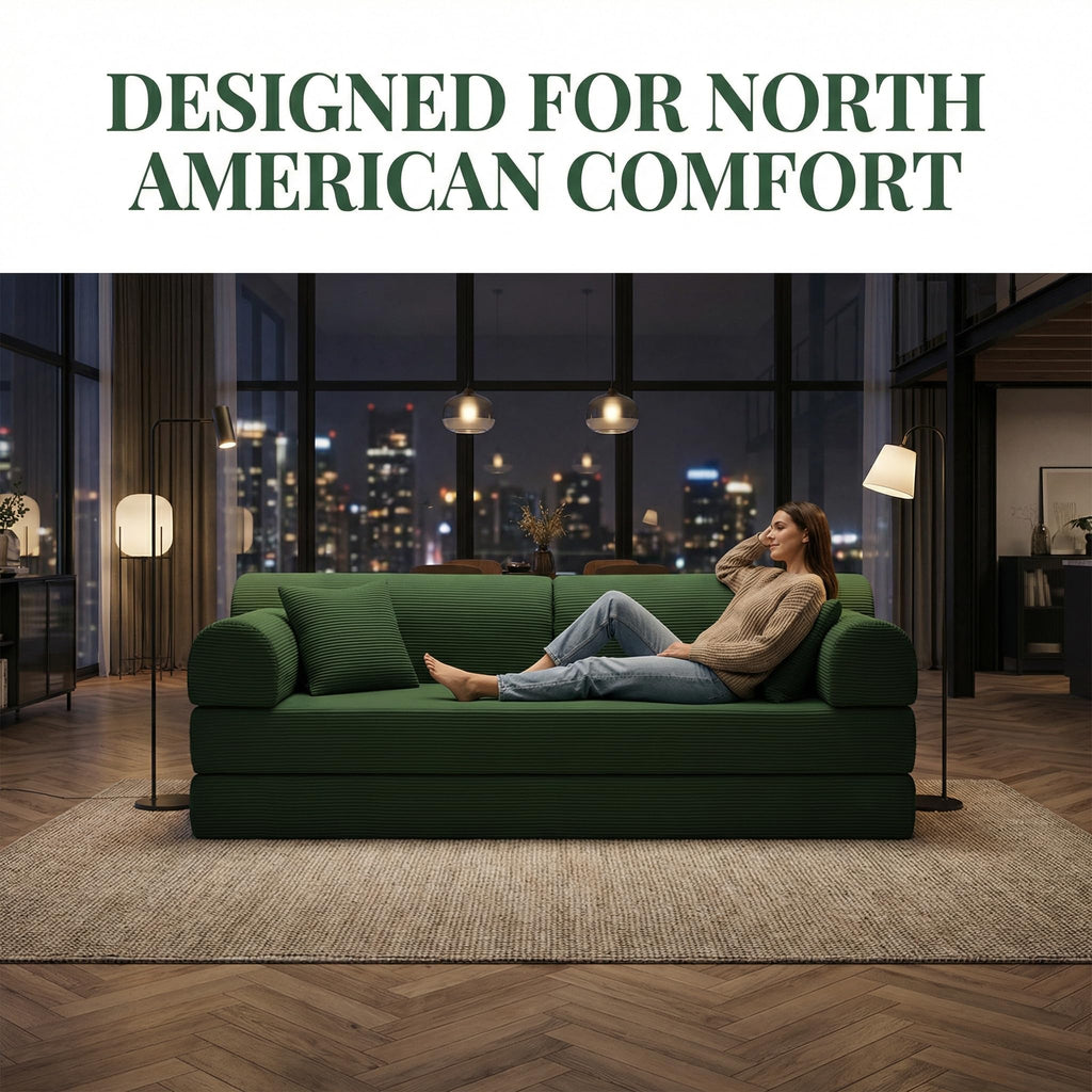 Light Gray Corduroy Convertible Sofa Bed G629