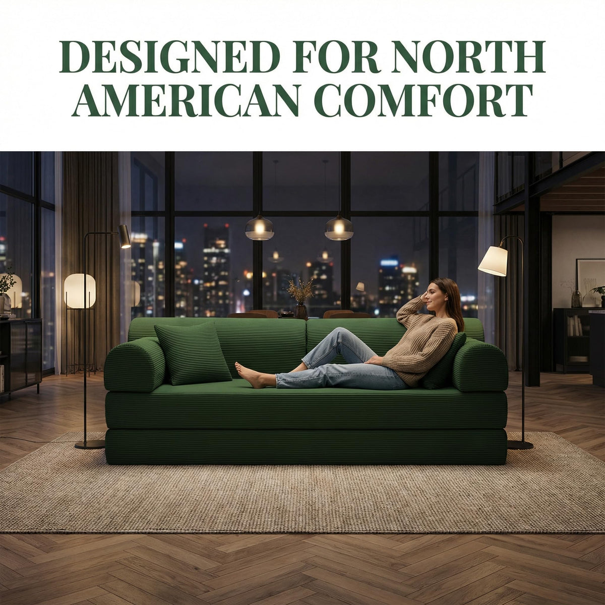 Light Gray Corduroy Convertible Sofa Bed G629