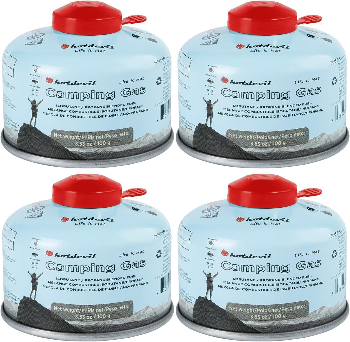Isobutane Propane Camping Fuel Canister 3.53oz 4 Packs U3797