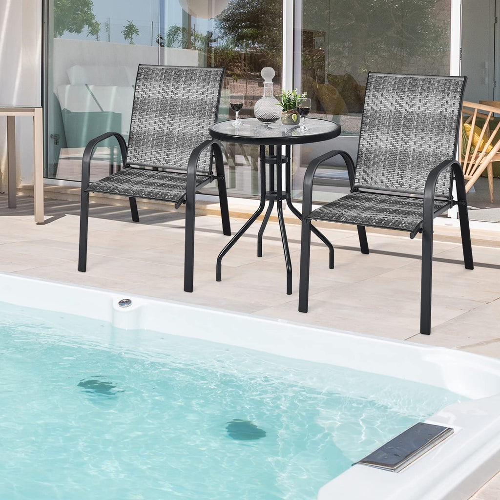 Stackable PE Wicker Patio Arm Chairs Set of 6 J229729