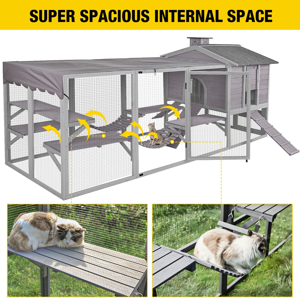 Large Outdoor Cat Enclosure with Platforms F215353
