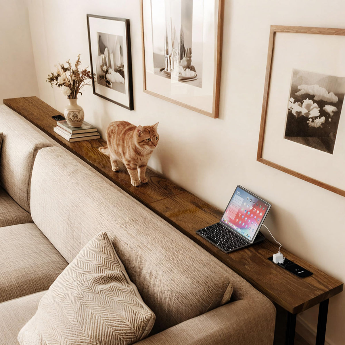 102 Inch Narrow Sofa Table with Power Outlets Y490532