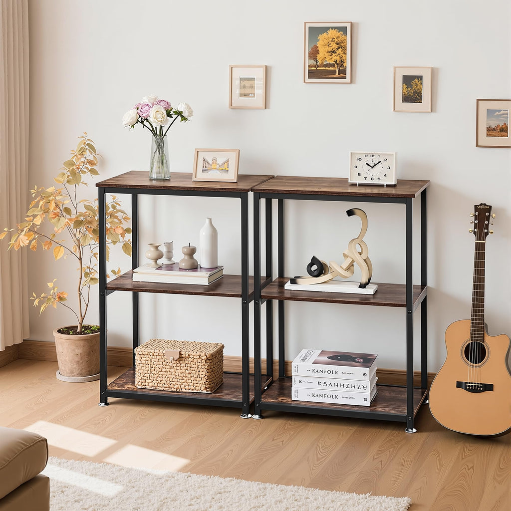 Tall End Side Table with 3-Tier Storage Shelf S792