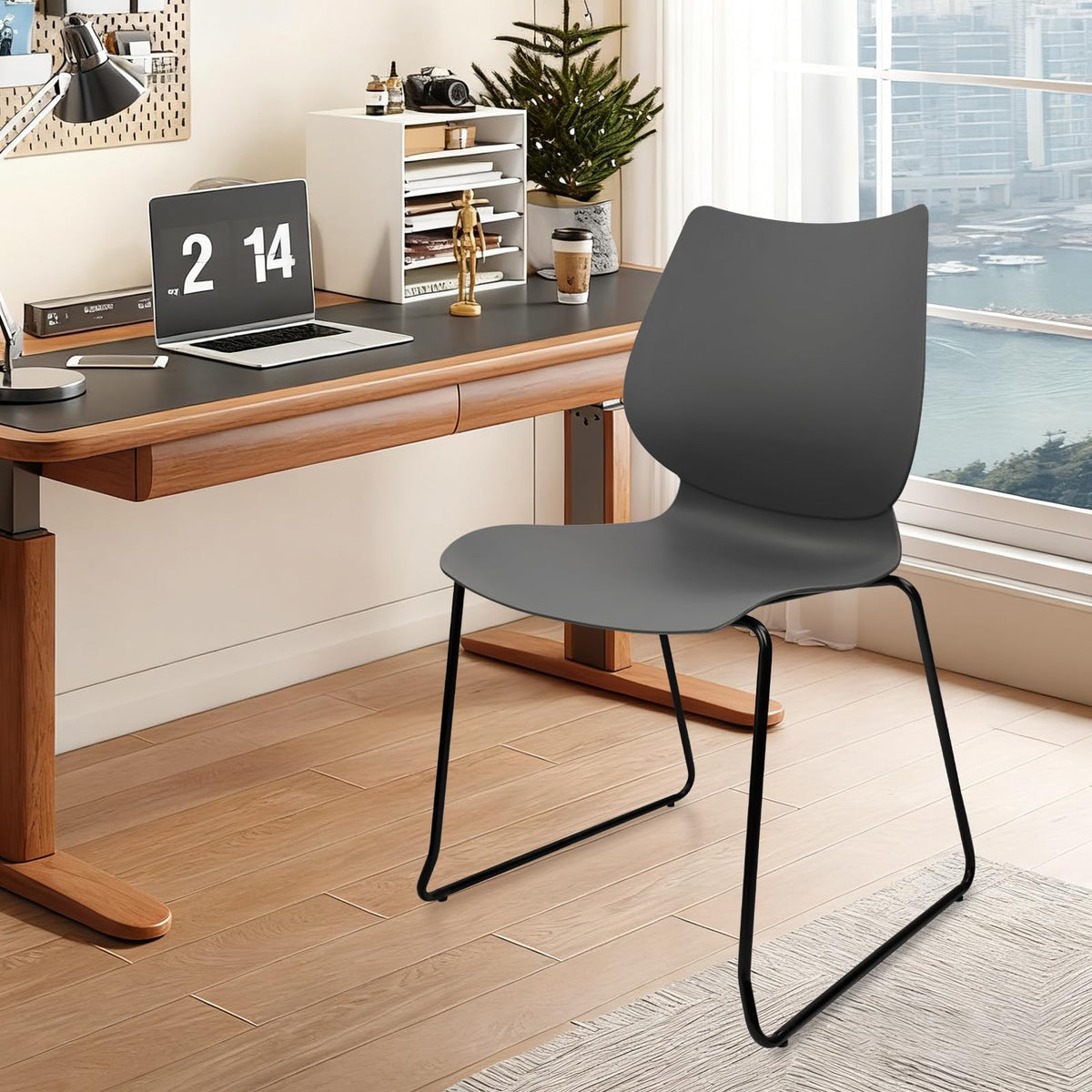 Stacking Chairs with Metal Legs Set of 12, Grey H3157