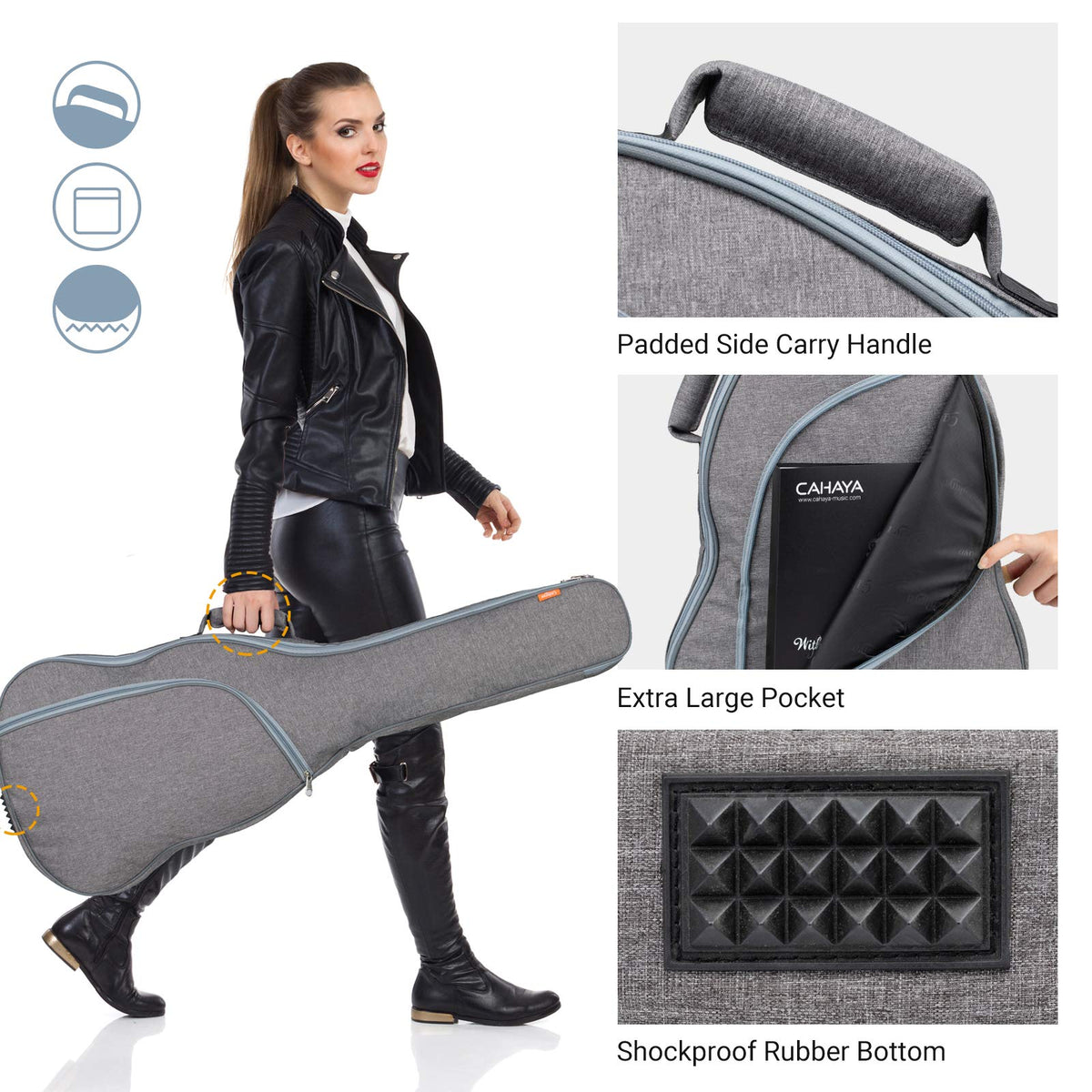 Waterproof Hardshell Acoustic Guitar Case with 3 Pockets P53060